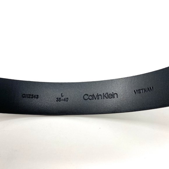 😳SALE😳 Calvin Klein Plain Leather Long Belt Black Logo CK - Picture 3 of 6